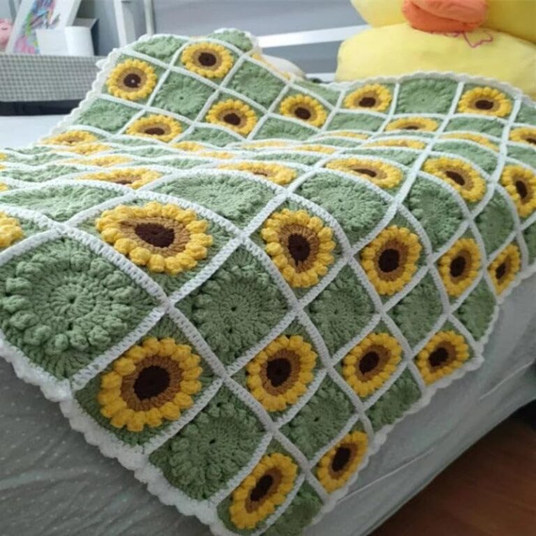 Crochet Granny Blanket: Boho Sunflower Throw | Cozy & Stylish