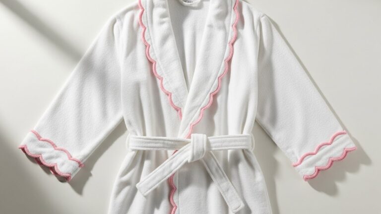 Simple Scalloped Bathrobe – Pink Trim