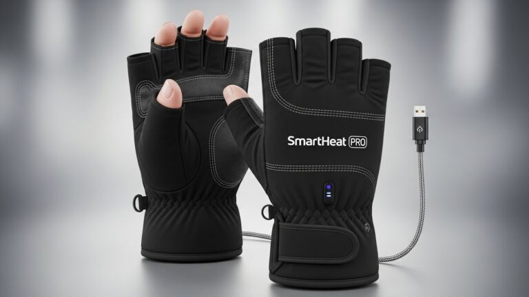 Heated Gloves for Women, Upgraded Smart Thermostatic Electric Heated Fingerless Gloves Rechargeable, Winter Hand Warmer for Work Cycling Skiing Outdoor Snowgive