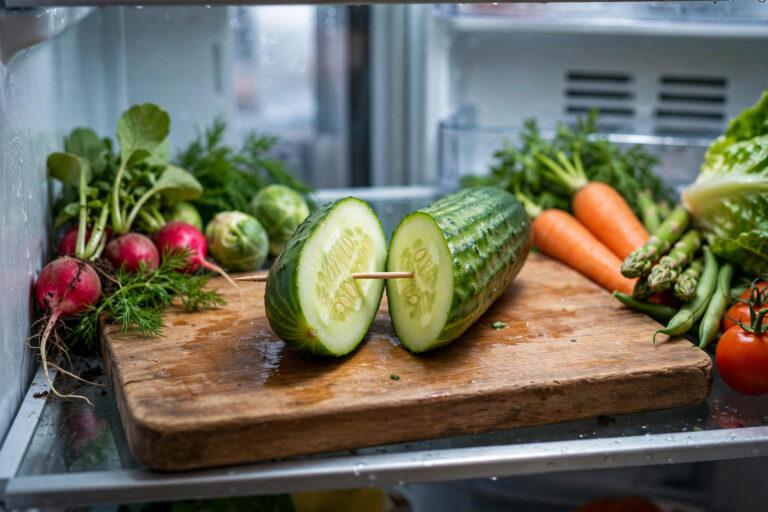 Keep a Half-Cut Cucumber Fresh for Days with a Toothpick