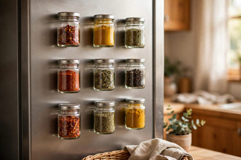 DIY Magnetic Spice Jars on Your Fridge Side