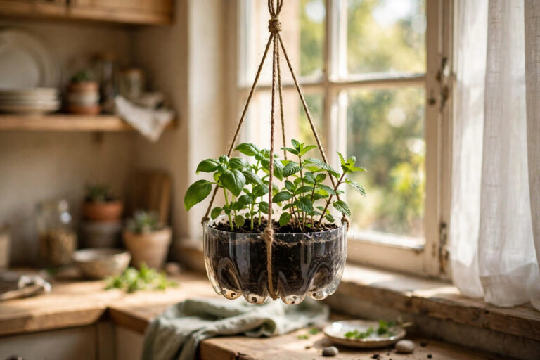 DIY Hanging Herb Planter from a Plastic Soda Bottle